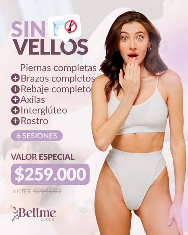 Piernas Completas + Brazos Completos + Rebaje completo + Axilas + Interglúteo + Rostro