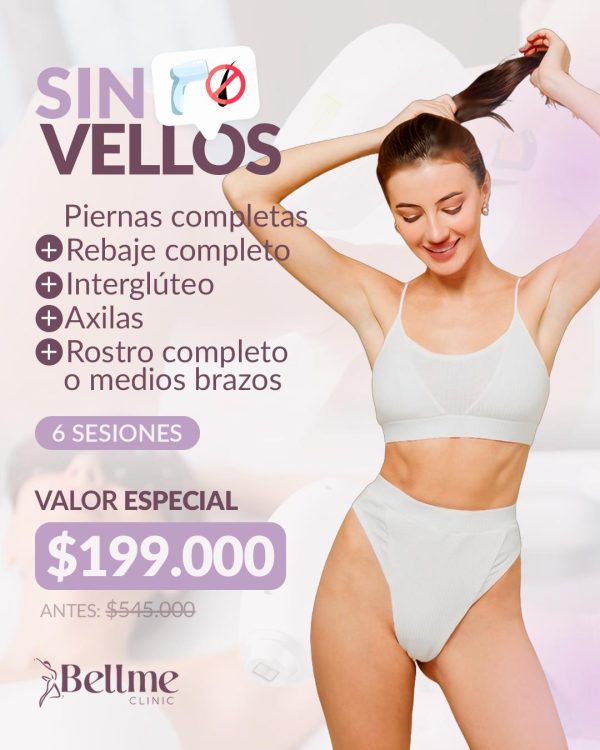Piernas Completas + Rebaje Completo + Interglúteo + Axilas + Rostro Completo o medios brazos