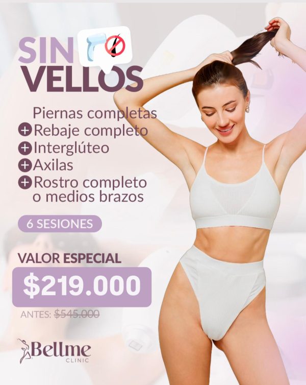 Piernas Completas + Rebaje Completo + Interglúteo + Axilas + Rostro Completo o medios brazos