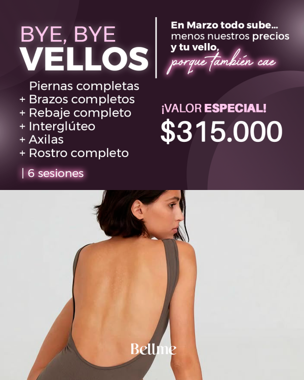 Piernas completas + Brazos Completos + Rebaje completo + Interglúteo + Axlias + Rostro Completo