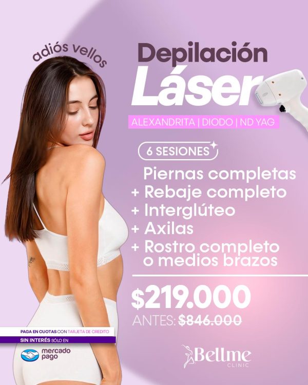 Piernas Completas + Rebaje completo + Interglúteo + Axilas + Rostro Completo ó Medios Brazos