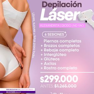 Piernas completas + Brazos completos + Rebaje completo + Interglúteo + Axilas + Rostro completo