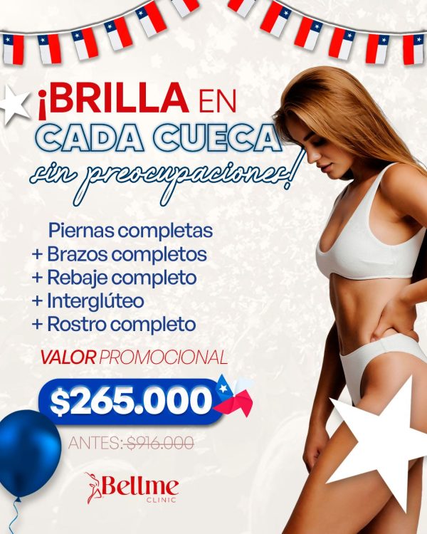 Piernas completas + Brazos completos + Rebaje completo + Interglúteo + Rostro completo + Axilas