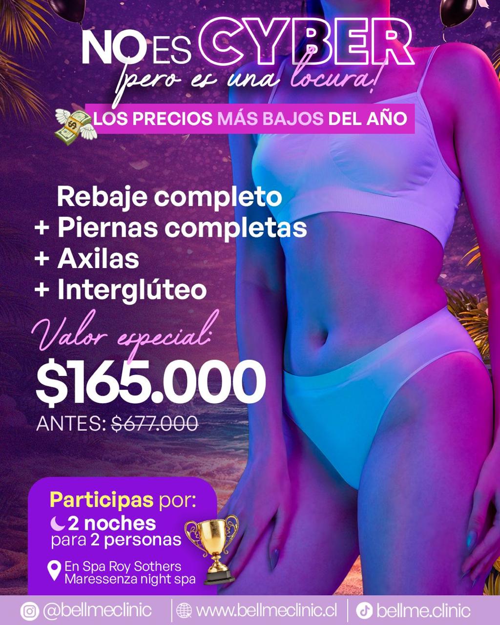Rebaje completo + Piernas completas + Axilas + Interglúteo