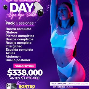 Rostro completo + Glúteos + Piernas completas + Brazos completos + Rebaje completo + interglúteo + Espalda completa + Axilas + Abdomen + Cuello posterior